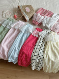 MQTIME  -   Girls Dot Printed Pants Summer Kids Lace Decoration Wide-leg Trousers Flower Waist Pants Spring Children Clothes 2-10 Years