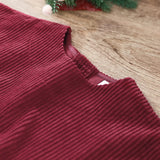  MQTIME  -  Girls Corduroy Dress Autumn Winter New Round Neck Warm Princess Dress Waist Pleated Back Buttons Long-Sleeved Dresses For Kids