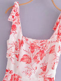  MQTIME  -  Floral Print Women Dress Spaghetti Strap Split Sleeveless Female Sundress New High Waist Summer Dresses