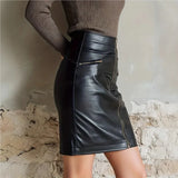 MQTIME  -  Women Sexy High Waist PU Leather Skirt Autumn Elegant Zipper Pocket Short Women Skirt Black Mini Skirt