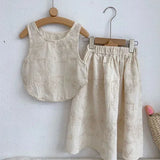 MQTIME  -  New Summer 2-7Yrs Children Clothes Suit Sleeveless Cotton Solid Color Vest+Pants Baby Girls Clothing Set Korean Style
