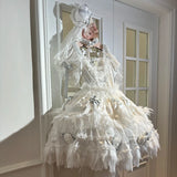 MQTIME  -  Handmade Girls Birthday Lolita Dress Trailing Princess Adult Party Dress Women Wedding High Quality Dress Photography Clothes