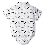 MQTIME  -  Baby Boy Clothes Infant Short Outfit Exquisite Printing Romper with Overalls Hat Suit 9-36M Toddler Birthday Party Costume Set