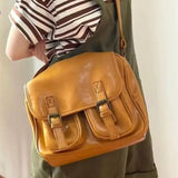  MQTIME  -  Vintage Autumn Brown PU Leather Crossbody Bag Shoulder Bag Large Capacity Messenger Bags Commuter Tote Bag Women's Bags