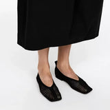 MQTIME  -  Summer Fashion Hollow out Weave Breathable Women Ballet Flats Fashion Square toe Walking Loafers Casual Outdoor Beach Shoes