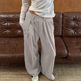  MQTIME  -  Spring Minimalist Commuting Suede Loose High Waisted Casual Design Suit Pants for Women