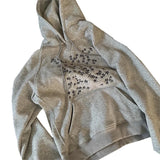 MQTIME  -  American retro gray star hooded sweatshirt autumn casual long sleeved hoodie top versatile