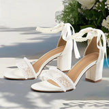 MQTIME  -  Coarse Heel Sandals Women's Lace Pearl New Summer Women's Sandals
