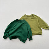  MQTIME  -  Autumn New Children Sweatshirt Solid Boys Girls Long Sleeve Vintage Pullover Kids Casual Sweatshirt Cotton Baby Clothes