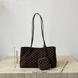 MQTIME  -   Korean Polka Dot Large Capacity Tote Bag Fashionable Retro Brown Single Shoulder Commuter Bag for 2026 Autumn Season