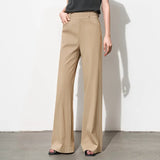 MQTIME  -  Spring Autumn Fashion High Waist Leg Trousers Women Solid Wide Leg Trousers Casual Elegant Commute High Waisted Flared Trousers