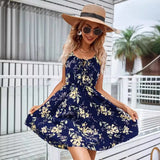 MQTIME  -  Summer Dress Sleeveless Boho Halter Dress A-line Floral Printing Short Dress Beach Sundress Sexy Holiday Vestidos