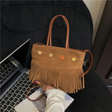 MQTIME  -  Retro Cute PU Tassels Bear Button Crossbody Bag Shoulder Bags Storage Bag Wallet Women's Bags Handbags Purse