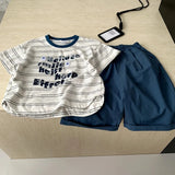  MQTIME  -  Boys Suit Spring and Summer New Children's Wear Boys Cool Handsome Sports Letter T-shirt Casual Shorts Two Sets