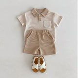 MQTIME  -  Summer Baby Clothes Set Turn Down Collar T-shirt And Shorts 2Pcs For Boys Toddler Tracksuit Outfit