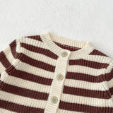 MQTIME  -  Autumn new baby clothing, 0-3 year old male and female babies, striped knitted suit cardigan+pants