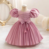 MQTIME  -  Kids Dresses For Girls Beading Autumn Clothes Child Satin Party Princess Formal Bridesmaid Pageant Ball Gown 3-10 Years