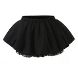 MQTIME  -  Fashion Elastic Low Waist Ruffles Swing Mini Skirts With Bud Shorts Underwear Lining Lace Cuff Skater Skirts Blue White Black