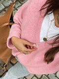 Mqtime Autumn Sweet Pink Cardigan Ladies Elegant V-neck Single Breasted Long Sleeve Cardigans Female Fashion Streetwear Knitwear