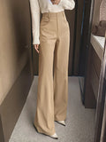 MQTIME  -  Spring Autumn Fashion High Waist Leg Trousers Women Solid Wide Leg Trousers Casual Elegant Commute High Waisted Flared Trousers