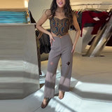 MQTIME  -  Fashion Women's Pants Middle Waist Straight Solid Hollow Out Female Long Trousers Early Spring New Holiday Chic Lady Pants