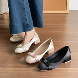  MQTIME  -  Sweet Butterfly-knot Women Satin Mary Jane Shoes Concise Slip On Low Heel Party Shoes New Spring Autumn Ladies Dress Pumps