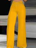 MQTIME  -  Women Pants Loungewear Spring Summer Hollow Fashion Ladies Trousers Solid Elastic Waist Wide Leg Pants Streetwear