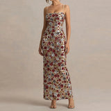 MQTIME  -  Flower Sequin Suspender Summer Long Dress Sexy Off Shoulder High Waist Slim Party Dress Elegant Women's Backless Wrap Hip Dress