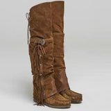 MQTIME  -  Retro Women's Over The Knee Boots Bohemian Style Casual Shoes Fashion Suede Platform Boots for Woman Designer Shoes Botas Mujer