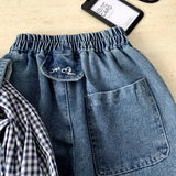  MQTIME  -  Set Spring/summer New Childrens Clothing Korean Style Boys and Girls Fashion Check Shirt Denim Vest Pants Three-piece Set