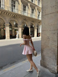 MQTIME  -  Elegant Solid Color Off-shoulder Mini Dress Women Fashion One Shoulder Pleated Short Dresses Summer New Daily Dating Gowns