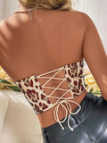 MQTIME  -  2024 Women Summer Sexy Backless Tube Tees Leopard Strapless Camis Bodycon Spring Tank Crop Tops Slim Fit For Women