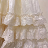 MQTIME  -  Forest style fresh and cute elastic waist lace trim cake dress  white skirt  kawaii  micro skirt Y2K skirt