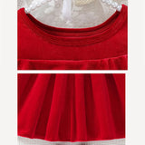 ﻿ MQTIME  -  Christmas Girls Dress Kids with Off-the-Shoulder Design Ruffled Gown Children's Winter Long-Sleeved Vestidos Kids Autumn Clothes