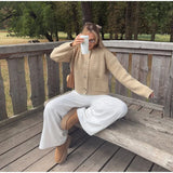 MQTIME  -  Elegant Women O Neck Cardigan Knitted Long Sleeve Button Pocket Slim Fitted Short Sweater 2025 Fashion New Pullover Knitwear Top
