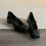  MQTIME  -  Women Mary Jane Shoes Exquisite Genuine Leather Low Heels for Woman Fashion Square Head Casual Shoe Designer Shoes Zapatos Mujer