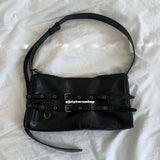  MQTIME  -  Korean Harajuku-style Retro Metal Buckle PU Leather Large-capacity Shoulder Bag Storage Bags Tote Bag Women's Bag Commuter Bags