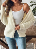 MQTIME  -  Autumn Winter Women Solid Short Jacket Plush Warm Long Sleeve Coat Single Breasted Loose Cardigan Lady Coat