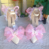 MQTIME  -  High Quality Designer Luxury Shoes Bridal Wedding Shoes Y2K Heels Lolita Cosplay 2000S Heels Bow Butterfly Heels Party Shoes