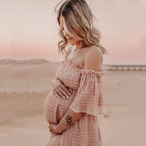 MQTIME  -  Pleat Chiffon Maternity Photo Shoot Long Dress Summer Baby Shower Long Dress Pregnant Woman Photography Maxi Dresses