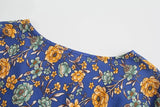 MQTIME  -  Boho Dress Long-sleeved Blue Printing Maxi Dress V Neck Loose Fit Holiday Vestidos Hippie Mujer Robe Chic Beach Dress