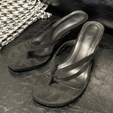 MQTIME  -  French Retro High-heeled Women's Shoes Toe Sandals Women's Summer Thick Heels Wear Cool Slippers