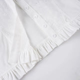 MQTIME  -  Basic Summer Solid U Neck Short Sleeve Single Breasted American College Girls Slim Top Female