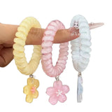 MQTIME  -  Cherry Blossom Candy Color Jelly Phone Line Hair Band Children's Spring New High Elasticity Seamless Hair Girl Headdress