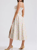MQTIME  -  New Floral Midi Dress Bohemian Flowy Slit Dress Elegant Fashion Women Going Out A-line Casual Summer Sundress Print Halter Dress