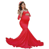  MQTIME  -  Maternity's Short Sleeve Dresses Sexy V Neck Gown Maxi Long Photography  for Pregnant Women Pregnancy Photo Shoot