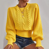 MQTIME  -  Women Sweaters Solid Color 2025 Autumn Winter Soft Warm Tops Loose Female Pullover Lantern Sleeve Knitted Sweater