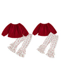 MQTIME  -  Girls Christmas Outfits Long Sleeve Tops and Snowflake Print Leggings Set 2 Piece Clothes for Toddler Girls
