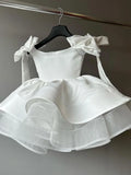 MQTIME  -  2025 New Style White Pettiskirt Big Bow Girl Princess Dress