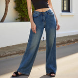 MQTIME  -  Y2K Baggy Jeans for Women Trendy Low Rise Casual Straight Leg Boyfriend Jeans Denim Pants with Pocket Streetwear